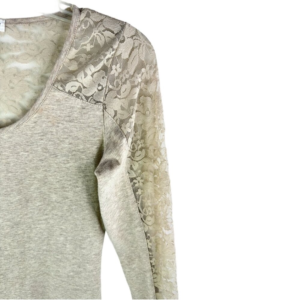 Ambiance Apparel Women's Tan Lace Top Size: XL - Picture 2 of 3